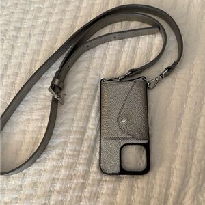 Bandolier iPhone 13pro phone case. HAILEY Metallic Pewter/Silver
